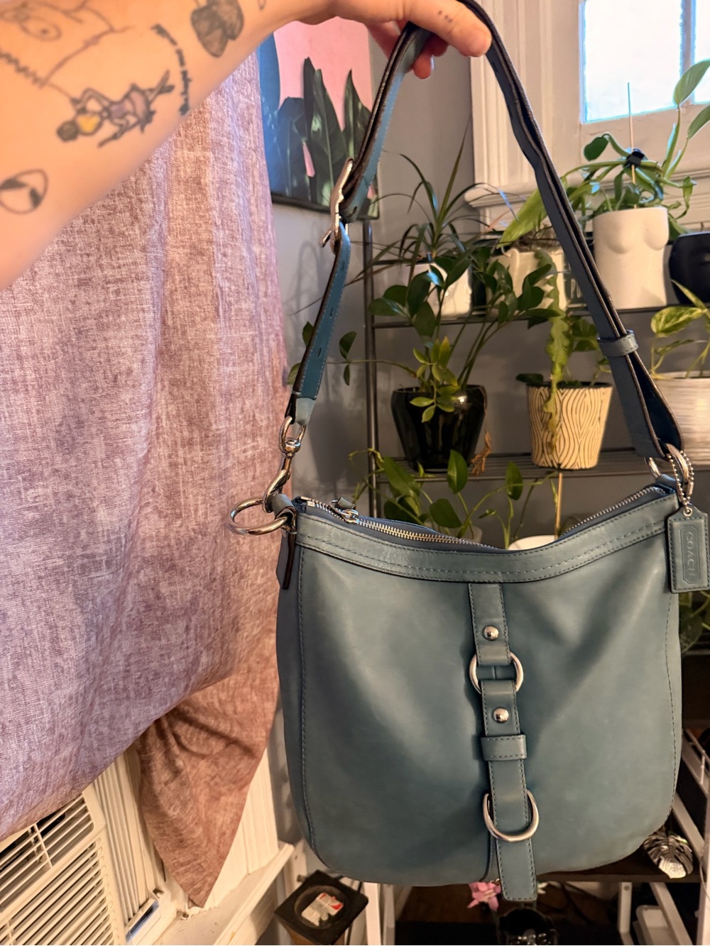 Coach Chelsea Leather Buckle Shoulder Hobo Bag